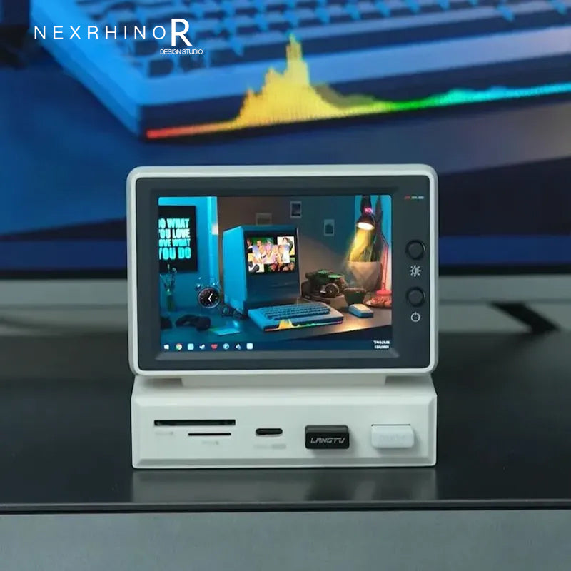 NexRhino Mini Computer Secondary Screen Desktop Expansion Dock with AIDA64 Monitoring Small Screen for Displaying Mainframe Temperatures