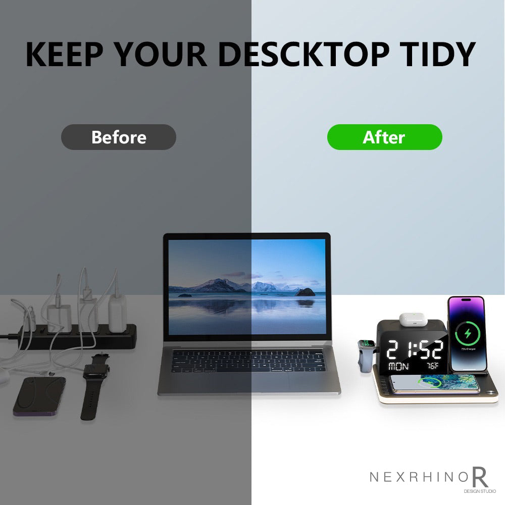 NexRhino Wireless Charger 7 in 1 iPhone Charging Station Multiple Devices for iPhone 15/14/13/12/11 Series & AirPods & iWatch