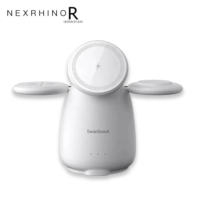 NexRhino  Supports Qi2 protocol White Pigeon for Apple 12-15 Series iPhone iWatch AirPods Headset 3-in-1 Magnetic Wireless Charger