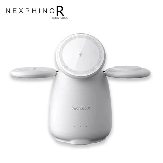 NexRhino  Supports Qi2 protocol White Pigeon for Apple 12-15 Series iPhone iWatch AirPods Headset 3-in-1 Magnetic Wireless Charger