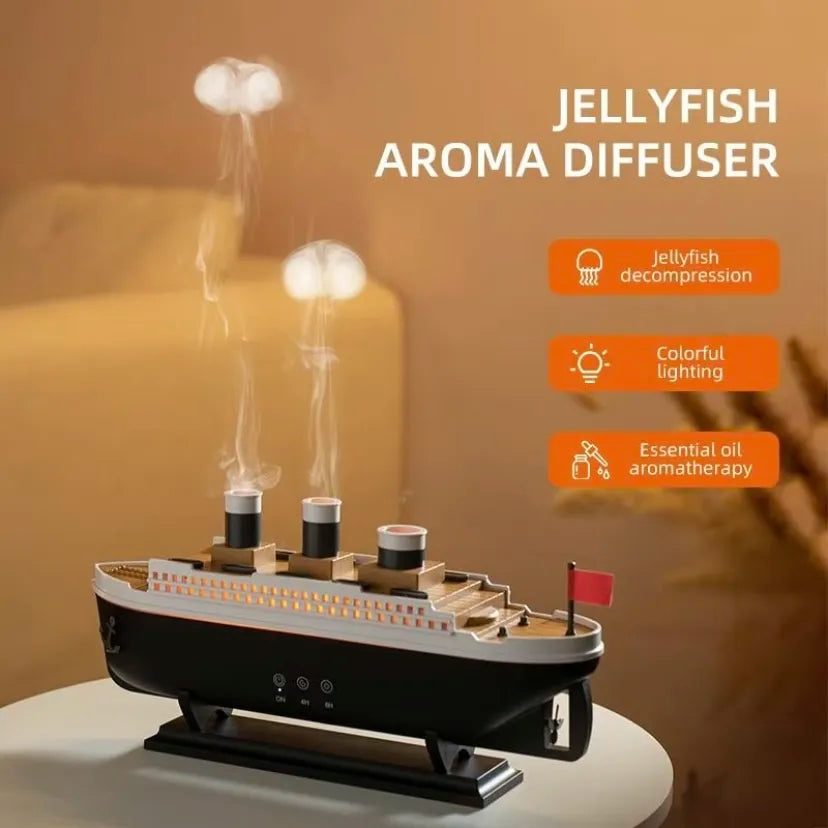 NexRhino LED Jellyfish Ship Diffuser – Relaxing Desktop Decoration & Air Freshener