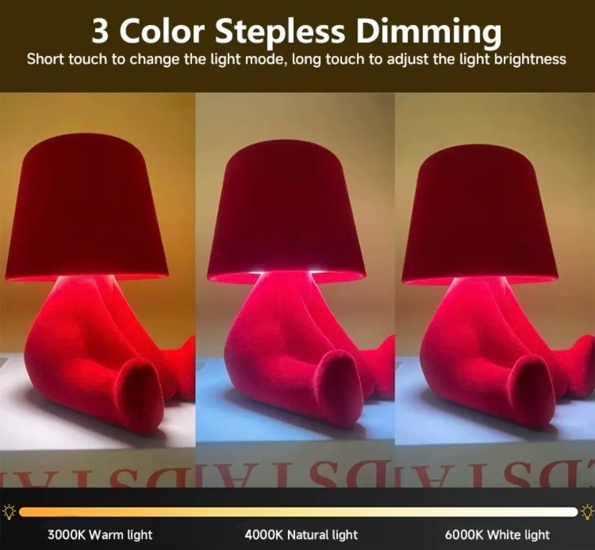 NexRhino LED Creative Table Lamp for Living Room, Bedroom, and Bedside – Charging Function,Cute Doll Design Table Lamp ,Stylish Decorative Ambient Lighting