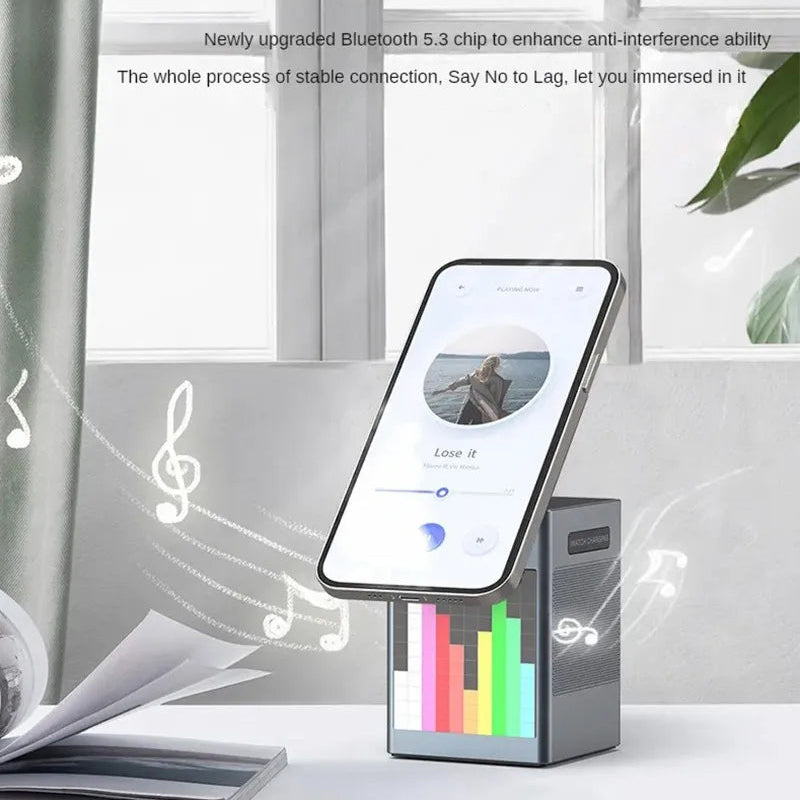 NexRhino Qi2 6-in-1 MagSafe Wireless Charging Station with LED Display & Alarm Clock Function