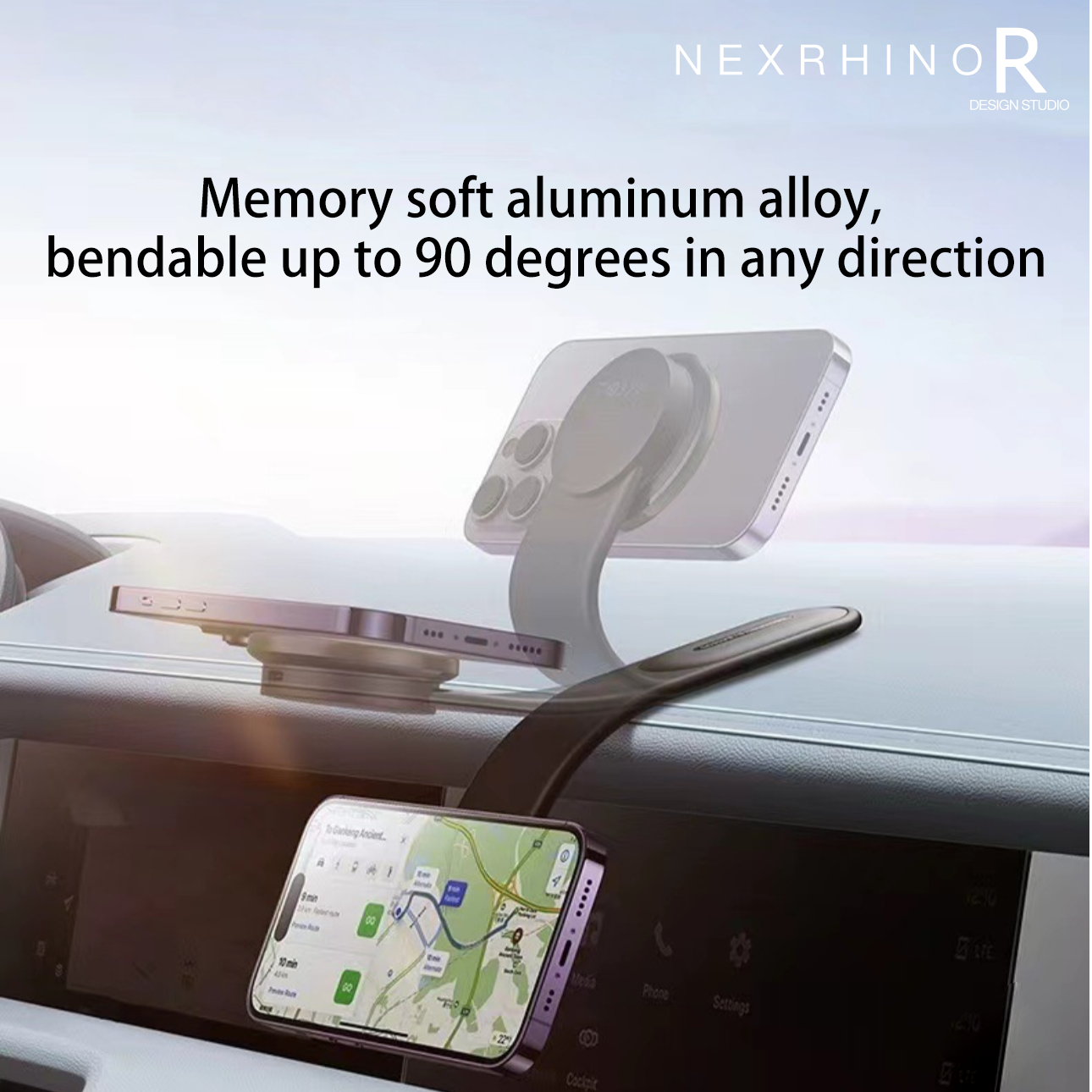 NexRhino Strong Magnetic Car Mount | Foldable MagSafe Phone Holder