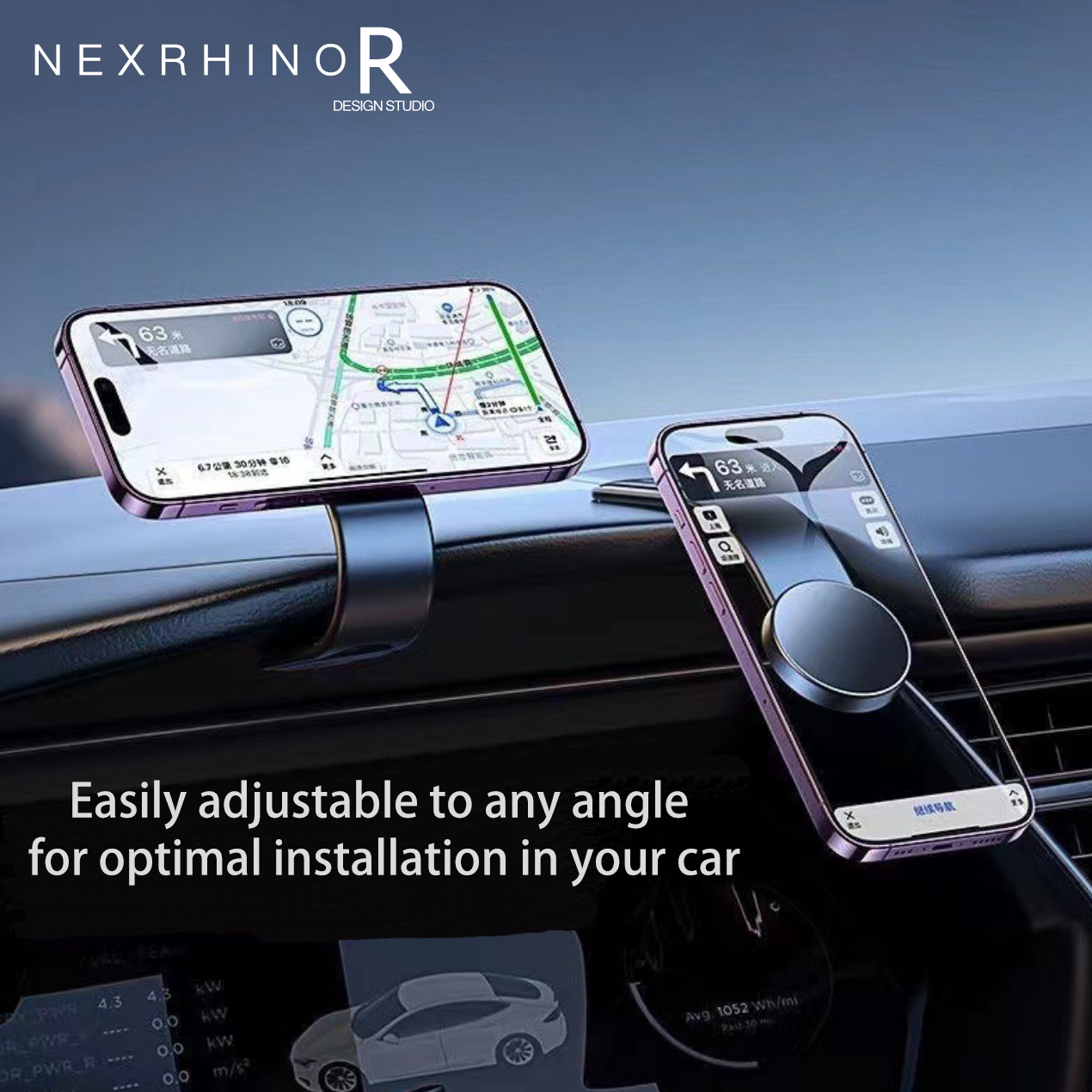 NexRhino Strong Magnetic Car Mount | Foldable MagSafe Phone Holder