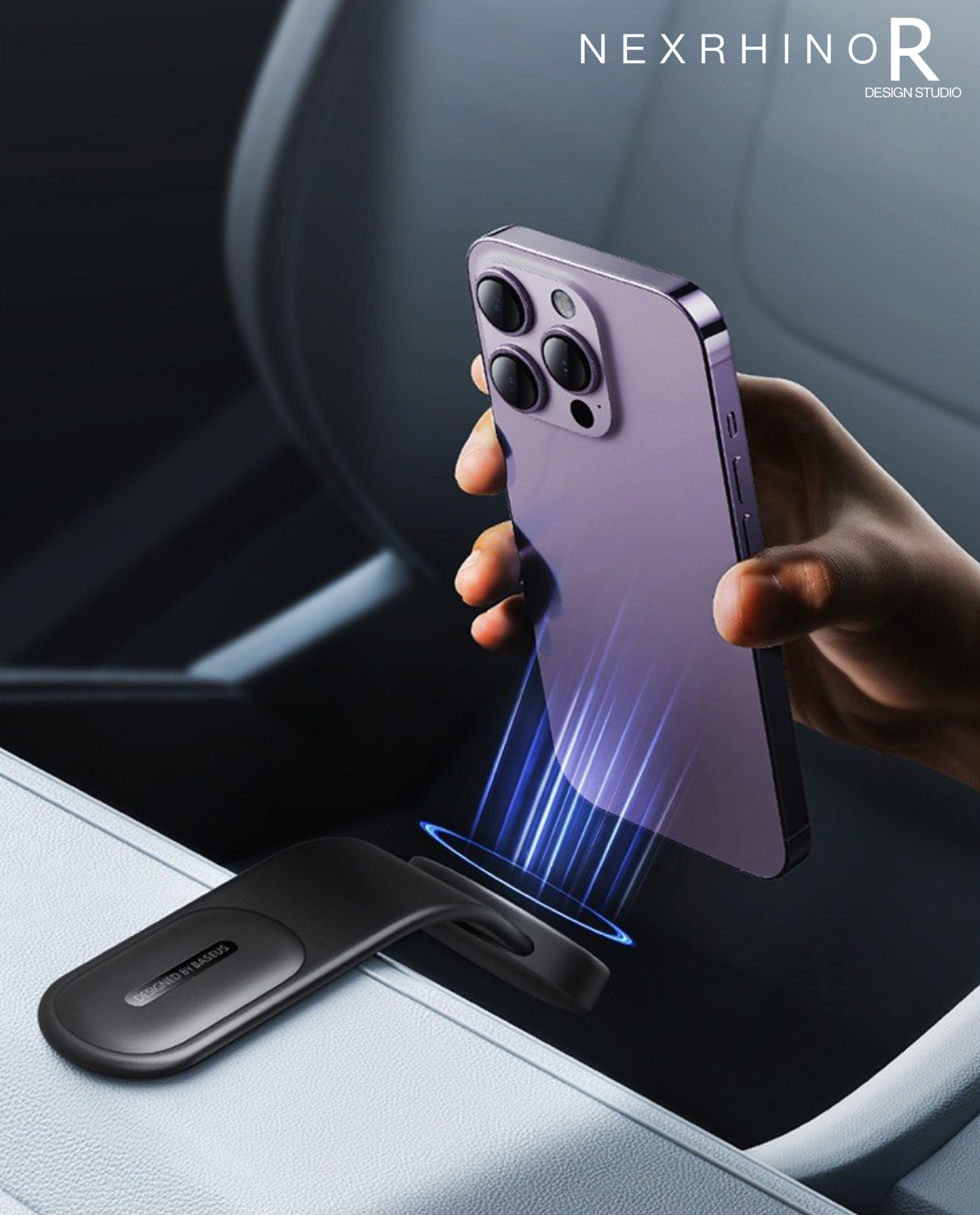 NexRhino Strong Magnetic Car Mount | Foldable MagSafe Phone Holder