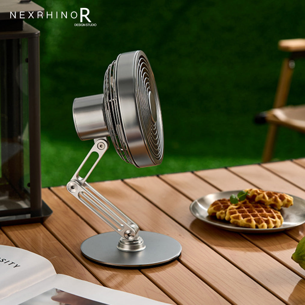 NexRhino AxisAir Extendable Metal Desk Fan Precision-Crafted Cooling with Modern Flexibility