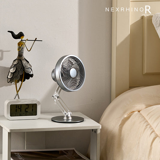 NexRhino AxisAir Extendable Metal Desk Fan Precision-Crafted Cooling with Modern Flexibility