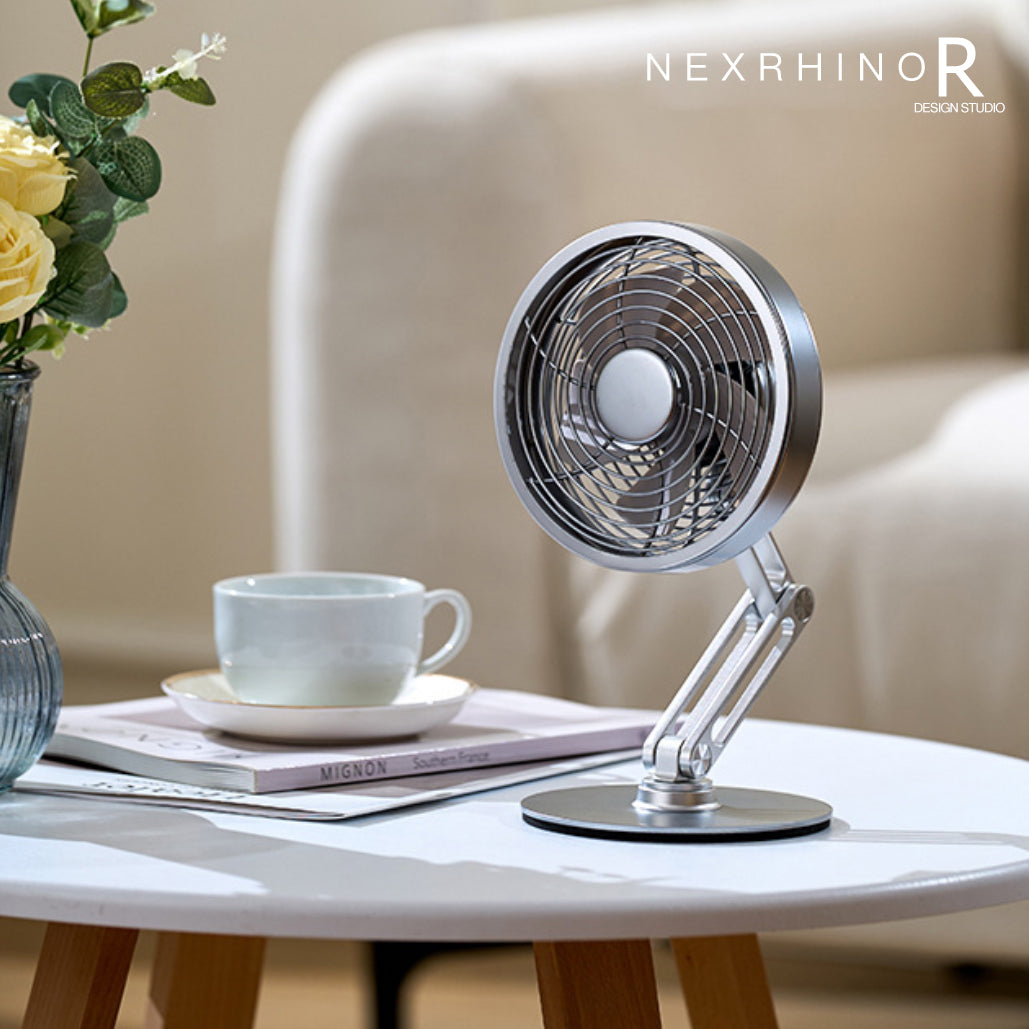 NexRhino AxisAir Extendable Metal Desk Fan Precision-Crafted Cooling with Modern Flexibility