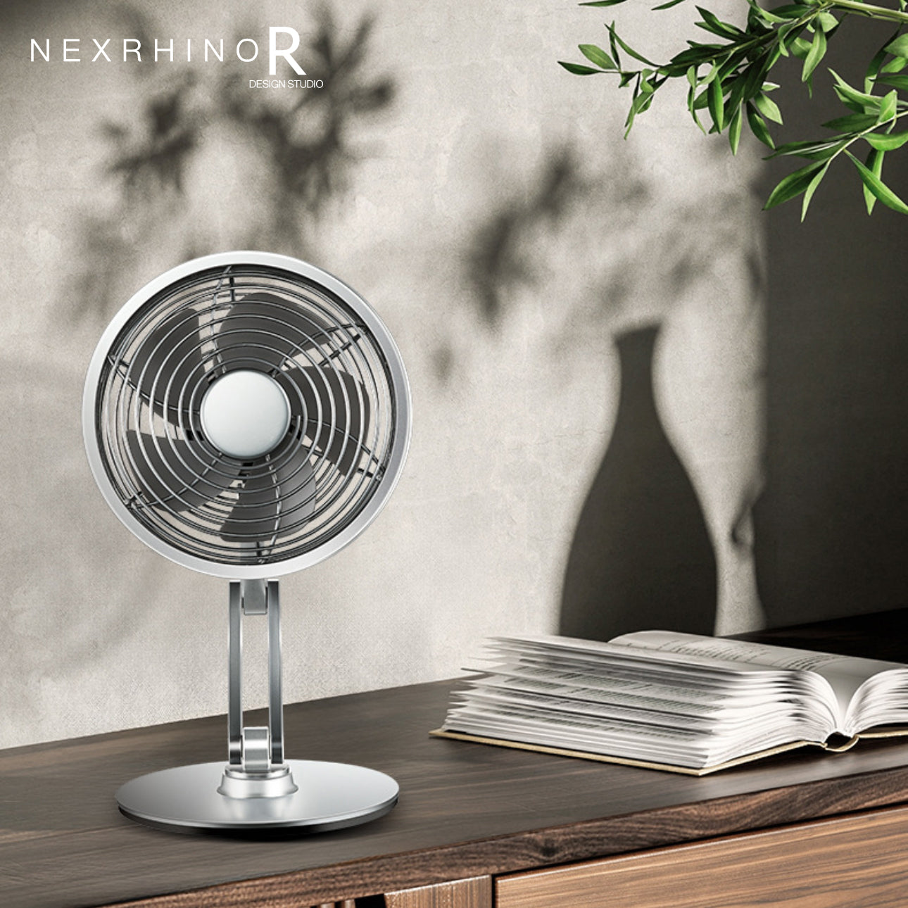 NexRhino AxisAir Extendable Metal Desk Fan Precision-Crafted Cooling with Modern Flexibility