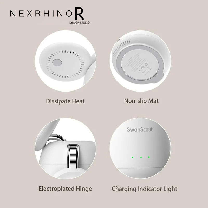 NexRhino  Supports Qi2 protocol White Pigeon for Apple 12-15 Series iPhone iWatch AirPods Headset 3-in-1 Magnetic Wireless Charger