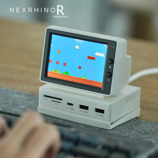 NexRhino Mini Computer Secondary Screen Desktop Expansion Dock with AIDA64 Monitoring Small Screen for Displaying Mainframe Temperatures